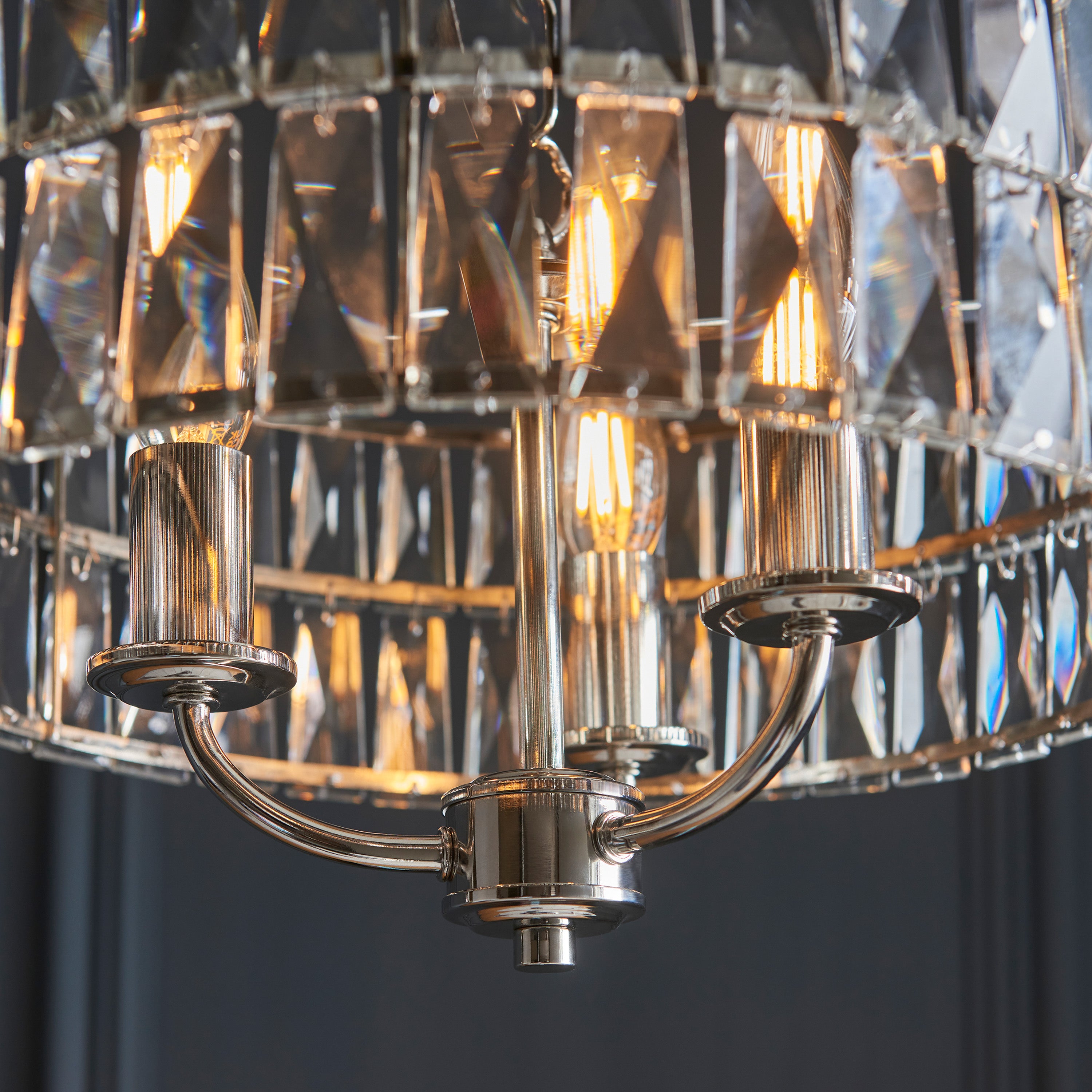 Albion Bright Nickel & Crystal Glass Pendant Light | Small